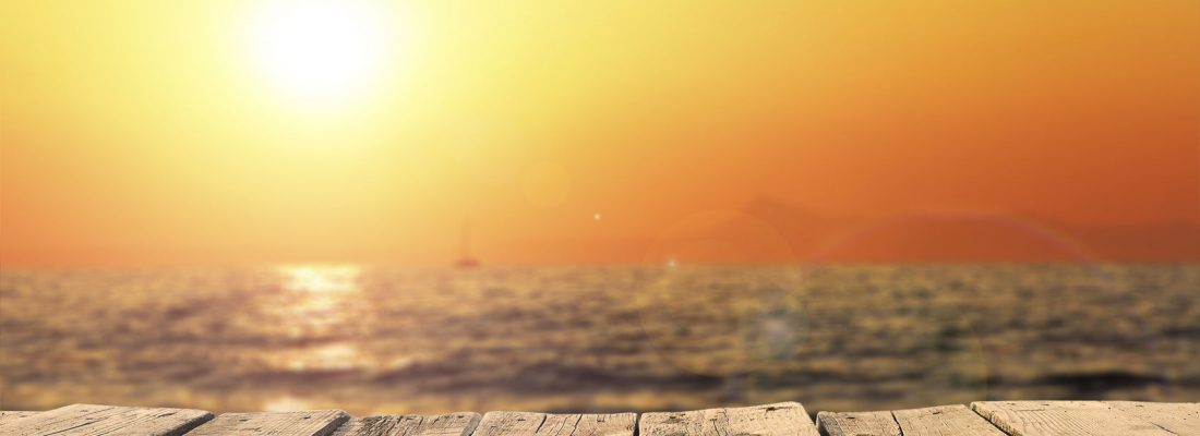 48695385 - old wooden pier on the sea in  sunset